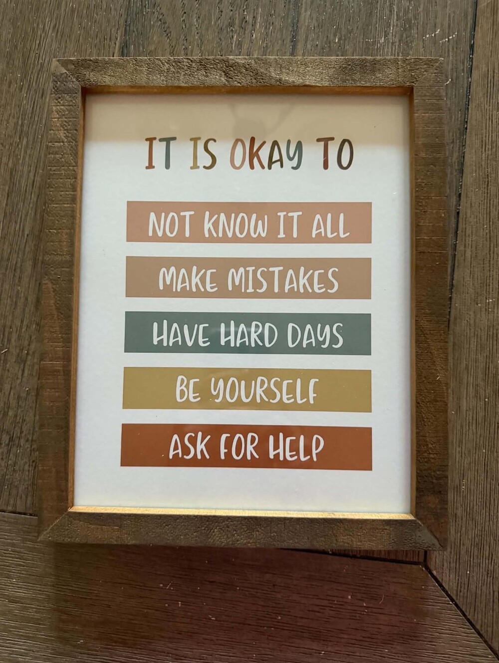 NWOT Wooden Framed Motivational Saying Wall Decor, 8"×10"